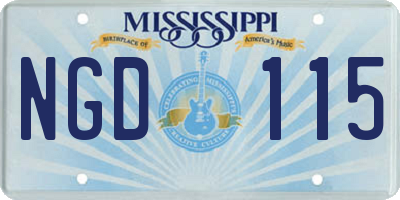 MS license plate NGD115