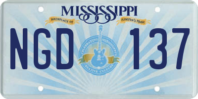 MS license plate NGD137