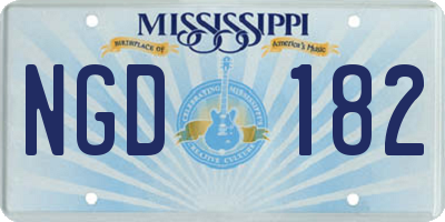 MS license plate NGD182