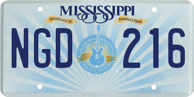 MS license plate NGD216