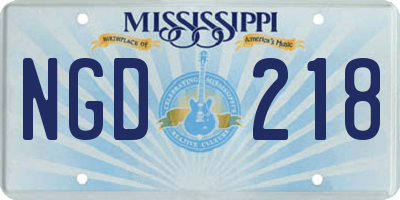 MS license plate NGD218