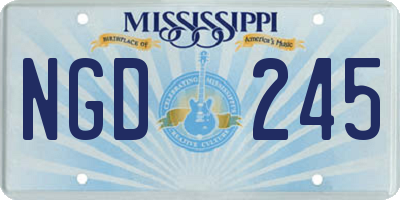 MS license plate NGD245