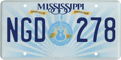 MS license plate NGD278