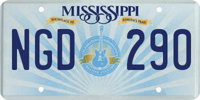 MS license plate NGD290