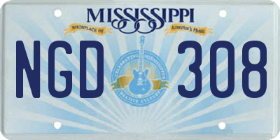 MS license plate NGD308