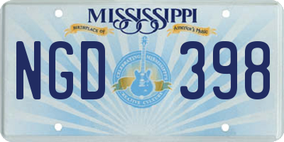 MS license plate NGD398
