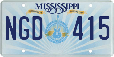 MS license plate NGD415