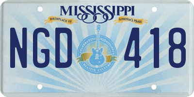 MS license plate NGD418