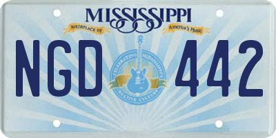 MS license plate NGD442