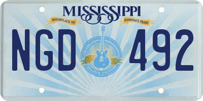 MS license plate NGD492