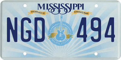 MS license plate NGD494
