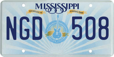 MS license plate NGD508