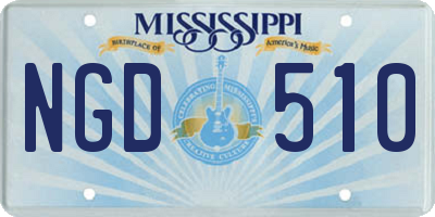 MS license plate NGD510