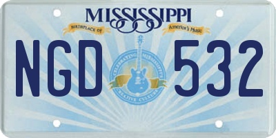 MS license plate NGD532