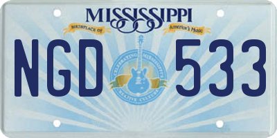 MS license plate NGD533