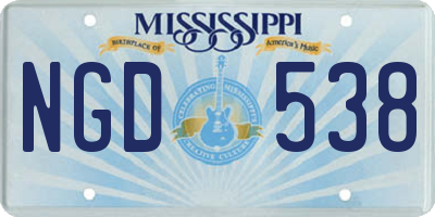 MS license plate NGD538