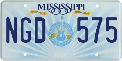 MS license plate NGD575