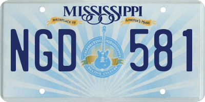 MS license plate NGD581