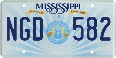 MS license plate NGD582