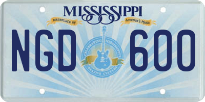 MS license plate NGD600