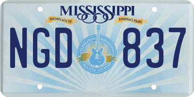 MS license plate NGD837