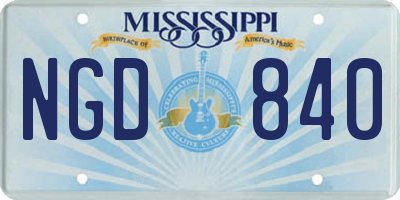 MS license plate NGD840