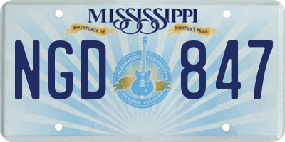 MS license plate NGD847