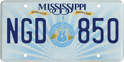 MS license plate NGD850