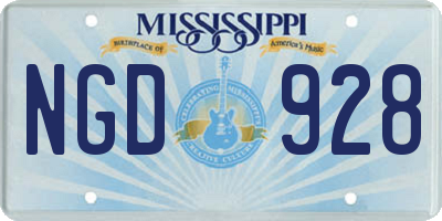 MS license plate NGD928