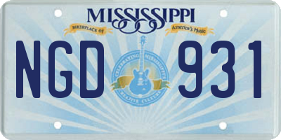 MS license plate NGD931
