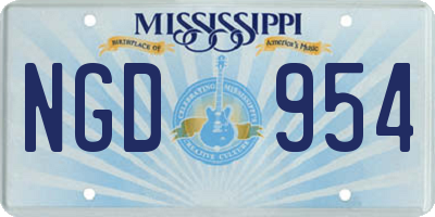 MS license plate NGD954