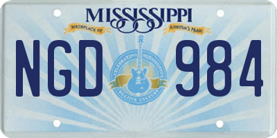 MS license plate NGD984