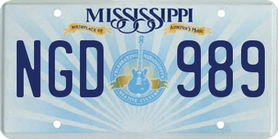 MS license plate NGD989