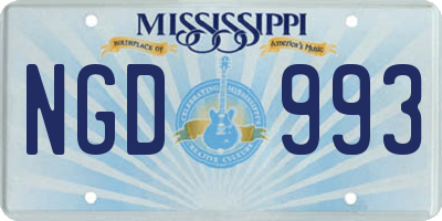 MS license plate NGD993