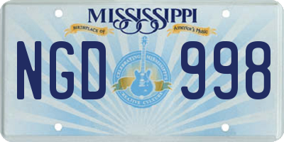 MS license plate NGD998