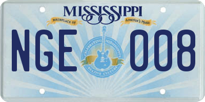 MS license plate NGE008