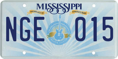 MS license plate NGE015