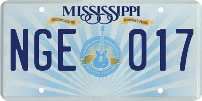 MS license plate NGE017