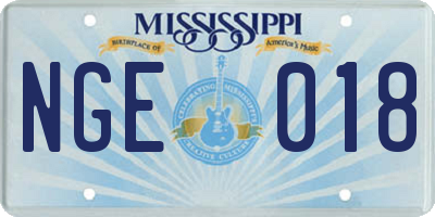 MS license plate NGE018