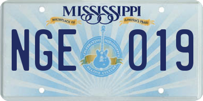MS license plate NGE019
