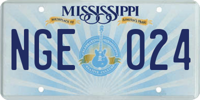 MS license plate NGE024