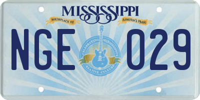 MS license plate NGE029