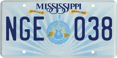 MS license plate NGE038