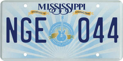 MS license plate NGE044
