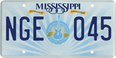 MS license plate NGE045