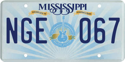 MS license plate NGE067