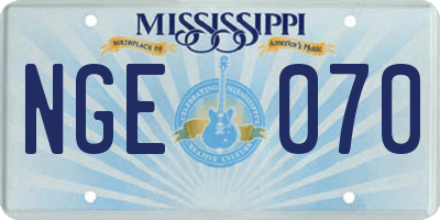 MS license plate NGE070