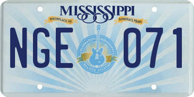 MS license plate NGE071