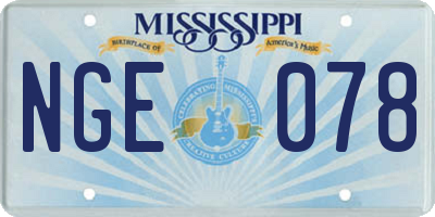MS license plate NGE078