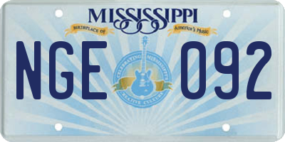 MS license plate NGE092